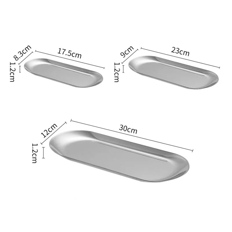 Oval Stainless Steel Dining & Dessert Plate – Gold & Silver Snack Tray