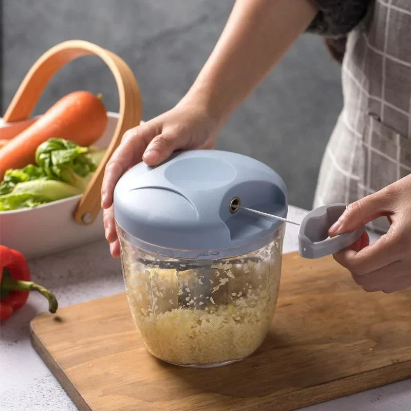 Manual Garlic Press & Vegetable Chopper – Stainless Steel & Plastic