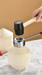 Coconut Opener Tool Set – Stainless Steel Coconut Cutter & Rubber Hammer, Safe & Easy to Use