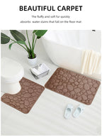 Embroidered Pebble Coral Velvet Bathroom Mat Set U-Shaped Absorbent Foot Rug Two-Piece
