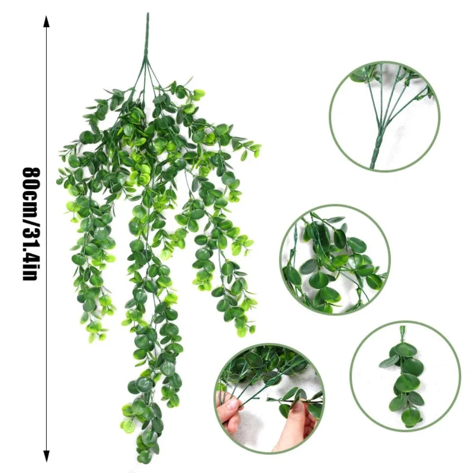 3pcs Artificial Hanging Eucalyptus Plants 80cm Indoor & Outdoor Decor