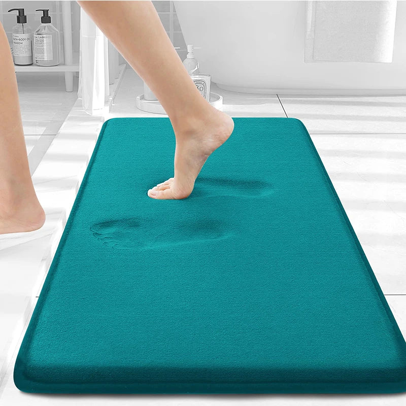 Homaxy Memory Foam Solid Color Bathroom Mat Floor Mat Indoor Non Slip Door Mat Dirt Trap Absorbs Water Comfortable Bathroom Mat