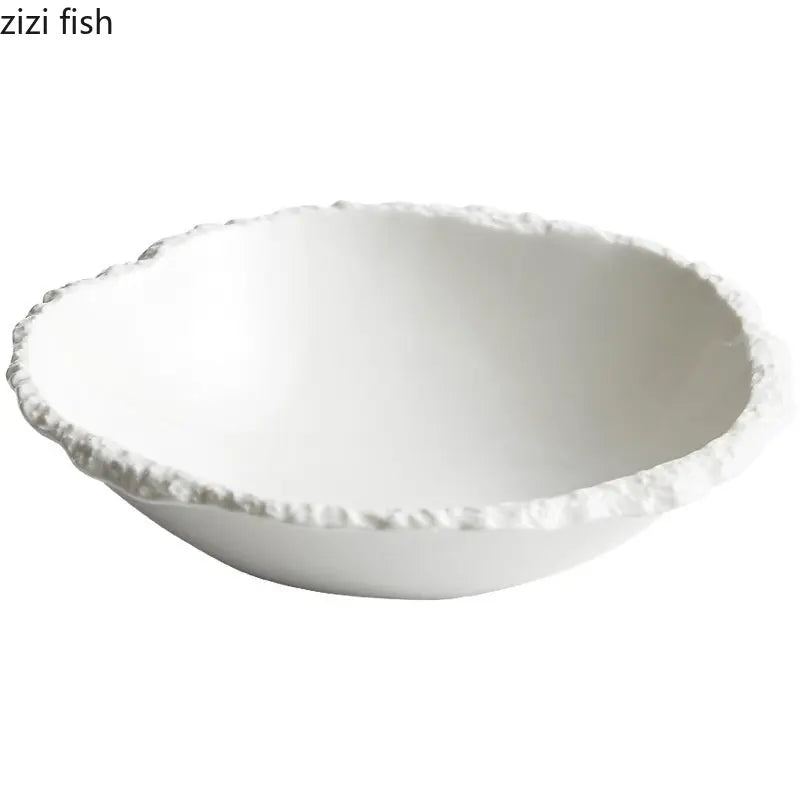 ZIZI FISH Porcelain Soup Bowl – Simple Solid White Design