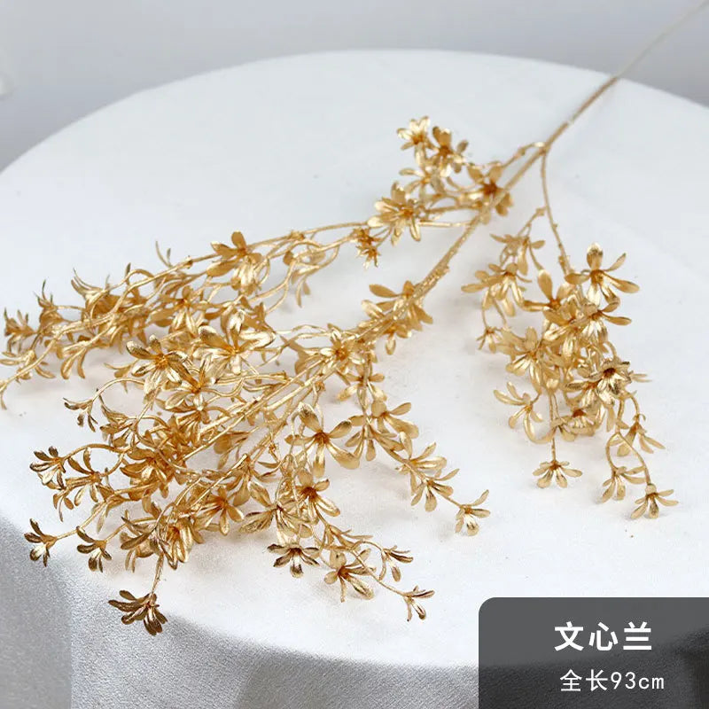 95cm Gold Artificial Eucalyptus & Ginkgo Leaf Plant Decor