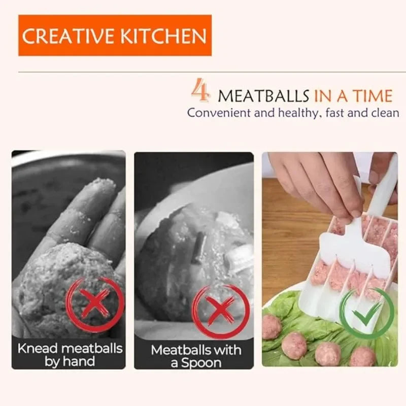 4-Row Meatball Maker – Plastic Patty & Fish Ball Scoop for Homemade Meatballs