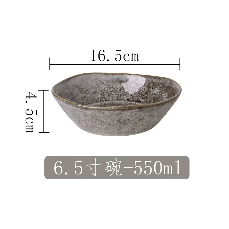 Japanese Irregular Ceramic Plate – Solid Color Dinnerware for Home Use