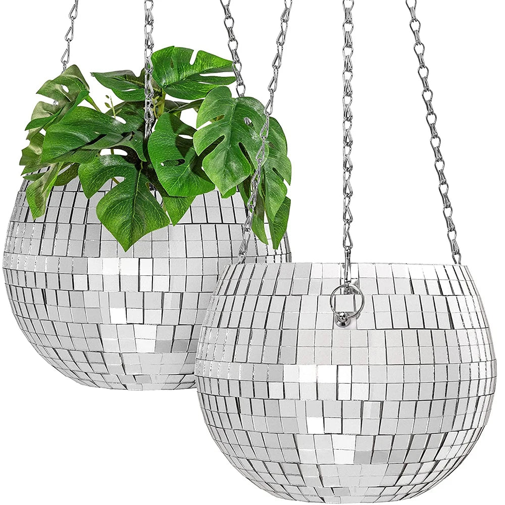 Disco Ball Self-Watering Hanging Planter Pot
