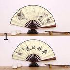 Silk & Bamboo Folding Fan Retro Decorative Handheld Fan 27x48cm