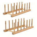 Natural Bamboo Dish & Bowl Storage Rack – Single Tier Floor Organizer