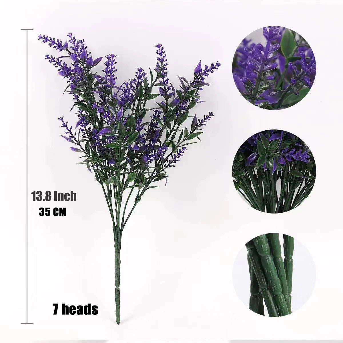 5-Branch Artificial Lavender – Plastic Faux Flowers for Home & Outdoor Decor