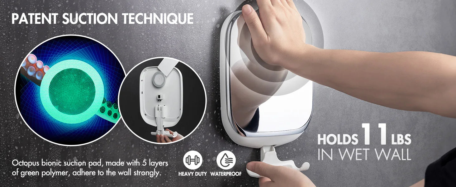 Fogless Shower Makeup Mirror with Suction Cup for Effortless Grooming
