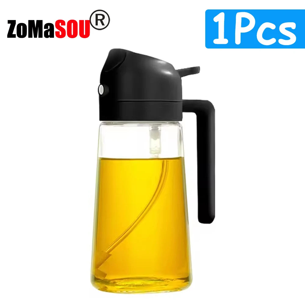 2-in-1 Oil Sprayer & Pourer – Refillable Kitchen Oil Dispenser Bottle