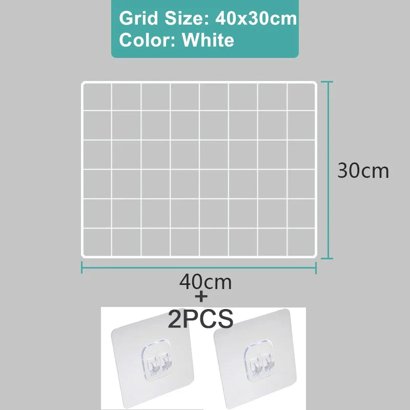 Metal Wall-Mounted Grid Shelf Organizer DIY Photo & Storage Rack