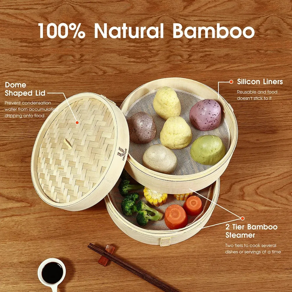 Eco-Friendly Bamboo Steamer – Durable & Multi-Purpose Kitchen Tool