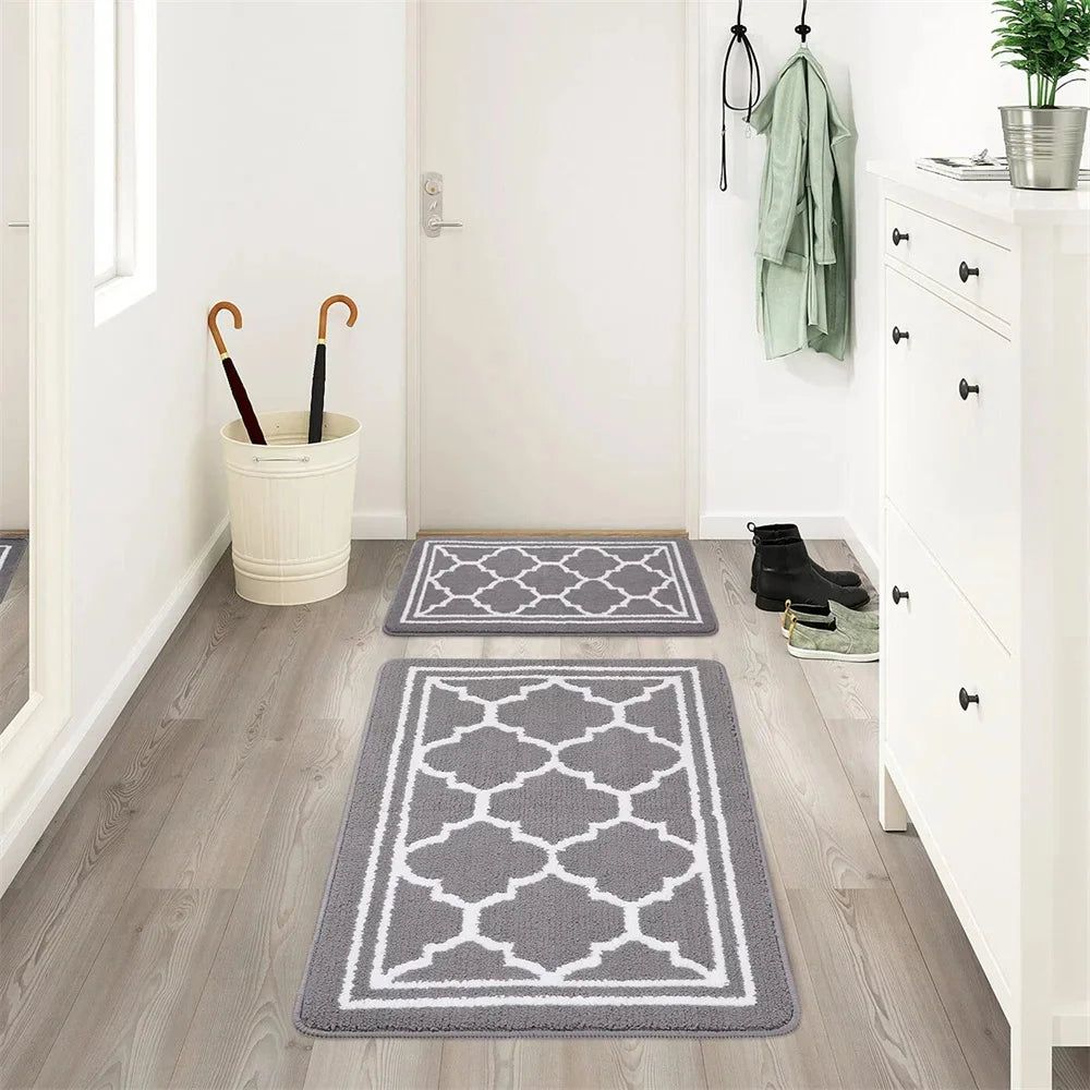 Indoor Non-Slip Entrance Door Mat Absorbent Low-Profile Welcome Rug Front Door Carpet