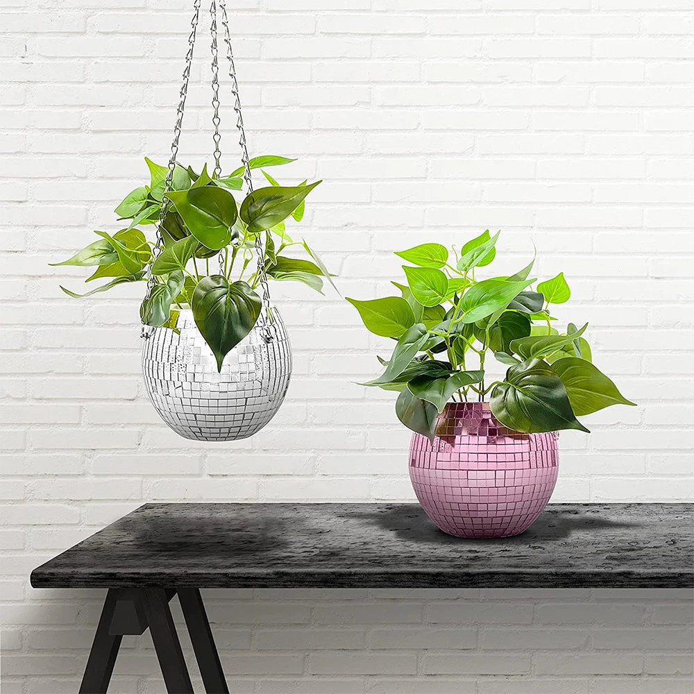 Disco Ball Self-Watering Hanging Planter Pot