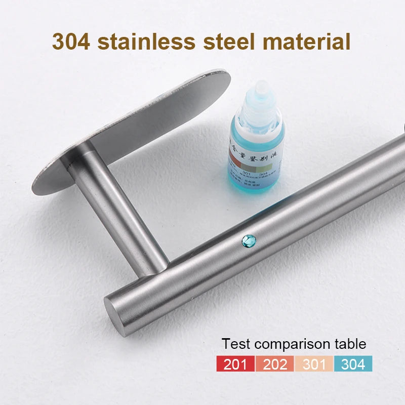 No-Drill Toilet Paper Holder Wall Mount Stainless Steel Easy Install Paper Roll Rack
