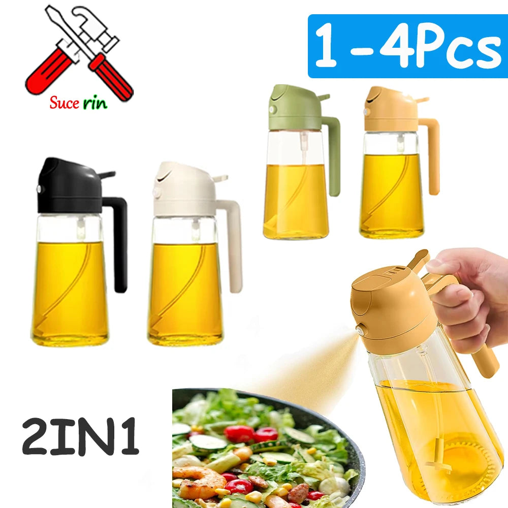2-in-1 Oil Sprayer & Pourer – Refillable Kitchen Oil Dispenser Bottle
