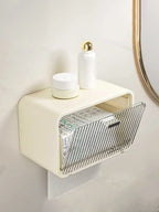 Wall-Mounted Transparent Waterproof Tissue Box Toilet & Bathroom Roll Paper Organizer