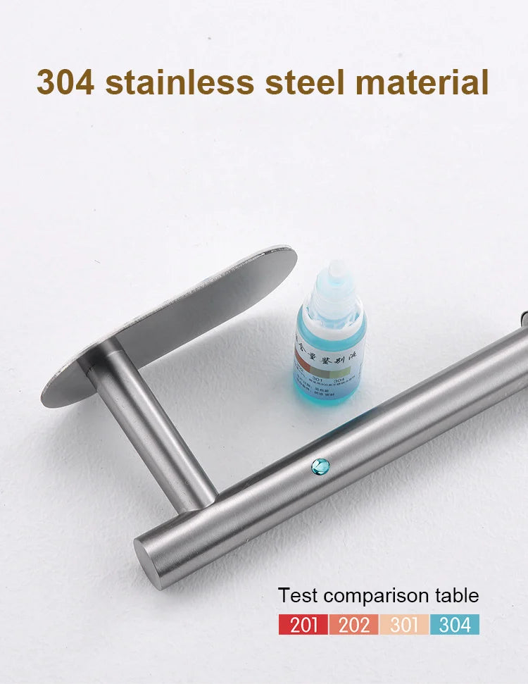 No-Drill Toilet Paper Holder Wall Mount Stainless Steel Easy Install Paper Roll Rack