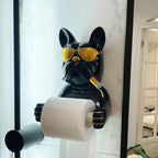 French Bulldog Toilet Paper Holder Wall-Mounted Resin Bathroom Roll Rack
