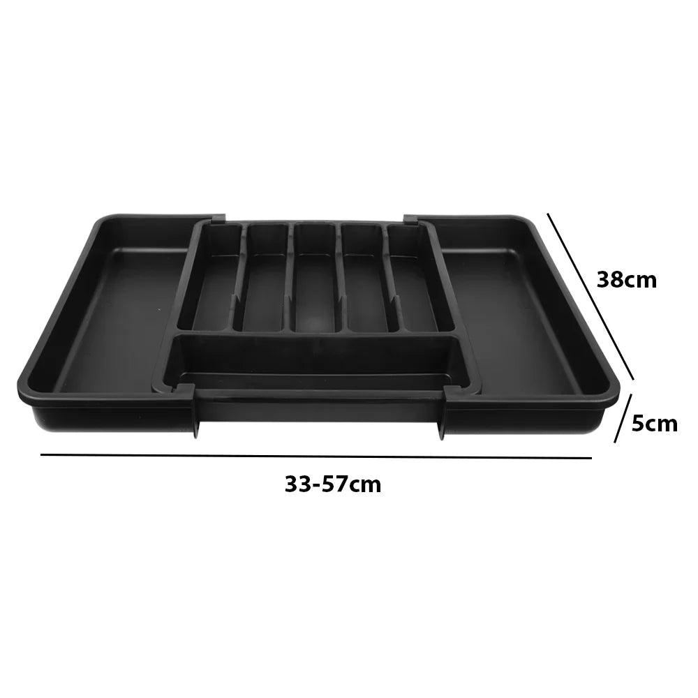 Adjustable Expandable Cutlery Tray – Plastic Drawer Organizer for Spoons, Forks & Knives