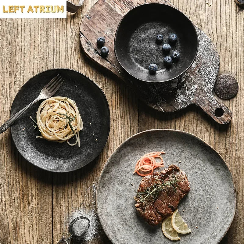 Japanese Irregular Ceramic Plate – Solid Color Dinnerware for Home Use