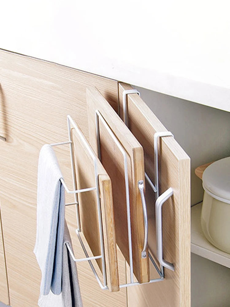 Metal Kitchen Cutting Board & Lid Organizer – Wall-Mounted Rack