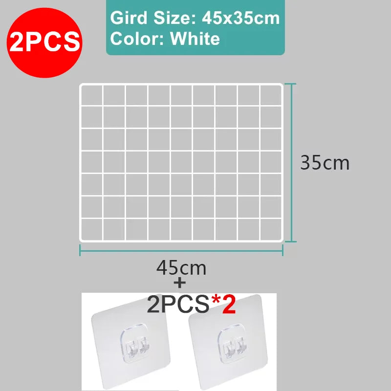 Metal Wall-Mounted Grid Shelf Organizer DIY Photo & Storage Rack