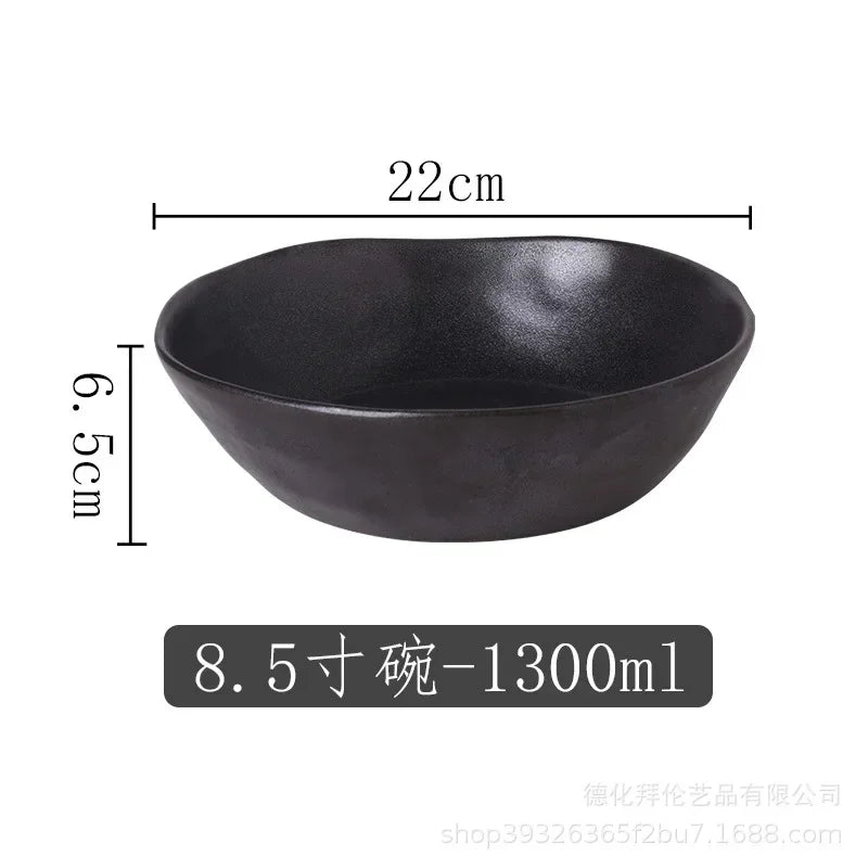 Japanese Irregular Ceramic Plate – Solid Color Dinnerware for Home Use