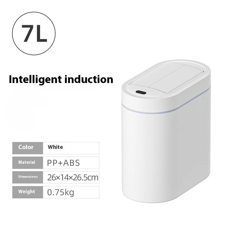 7L Smart Touchless Sensor Trash Can – Compact Waterproof Auto Bin for Bathroom & Kitchen