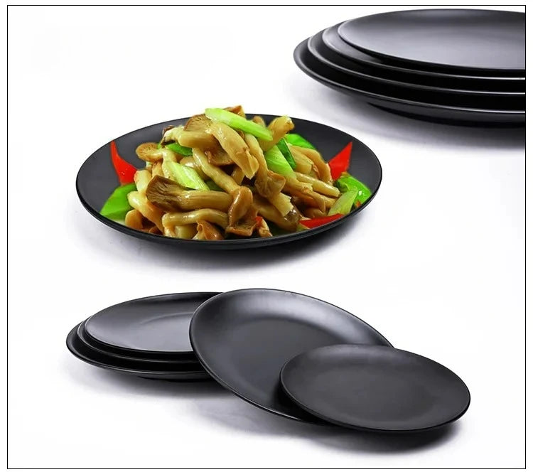 CERAMICS Round Plastic Plate – Solid Color Durable Tableware