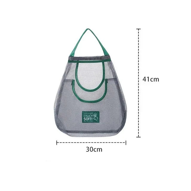 Reusable Kitchen Hanging Mesh Bag – Ventilated Fruit & Vegetable Storage Net for Ginger, Garlic, Potatoes, Onions
