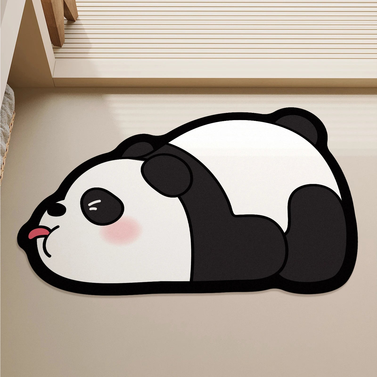 Rubber Panda Bathroom Mat Non-Slip Absorbent Quick-Drying Floor Rug Cartoon Design