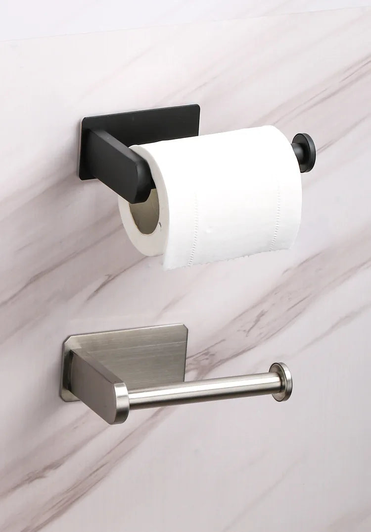 Stainless Steel Toilet Paper Holder Wall-Mounted Adhesive Roll Paper Rack for Bathroom