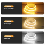 COB LED Strip Light 288 LEDs/M 220V AC IP67 Waterproof Warm/Natural/White