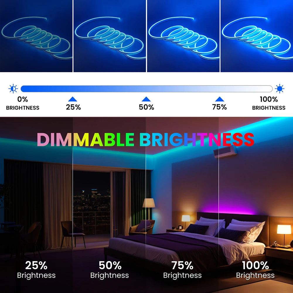 RGB LED Strip Light 108 LEDs/m 5V IP67 Waterproof Flexible Neon Lights