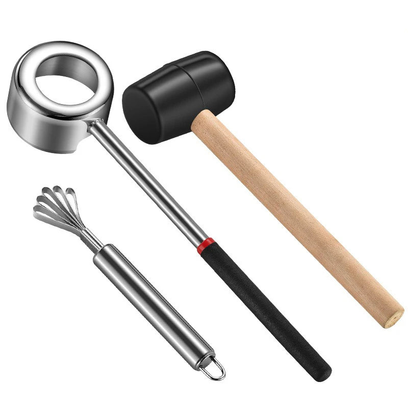 Coconut Opener Tool Set – Stainless Steel Coconut Cutter & Rubber Hammer, Safe & Easy to Use