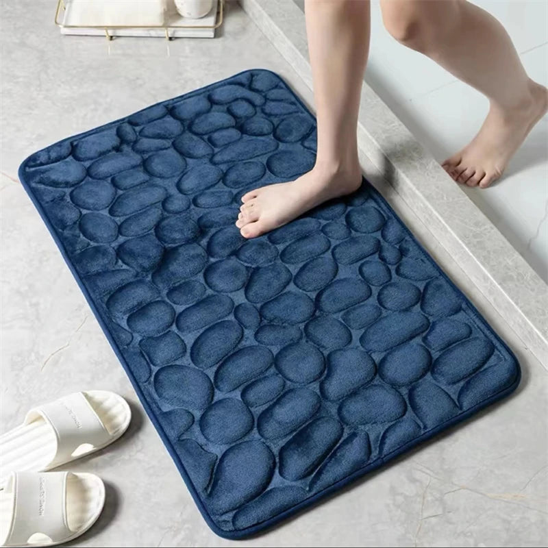 3D Bathroom Mat Non-Slip Pebble Embossed Absorbent Rug