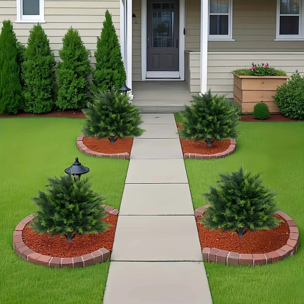 2pcs Outdoor Artificial Spherical Pine Trees with Stakes
