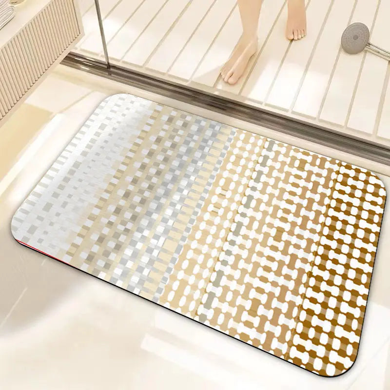 Absorbent Non-slip Bath Rug Quick Dry PVC Bathroom Rugs Fit Under Door-Bath Mats Floor Mat