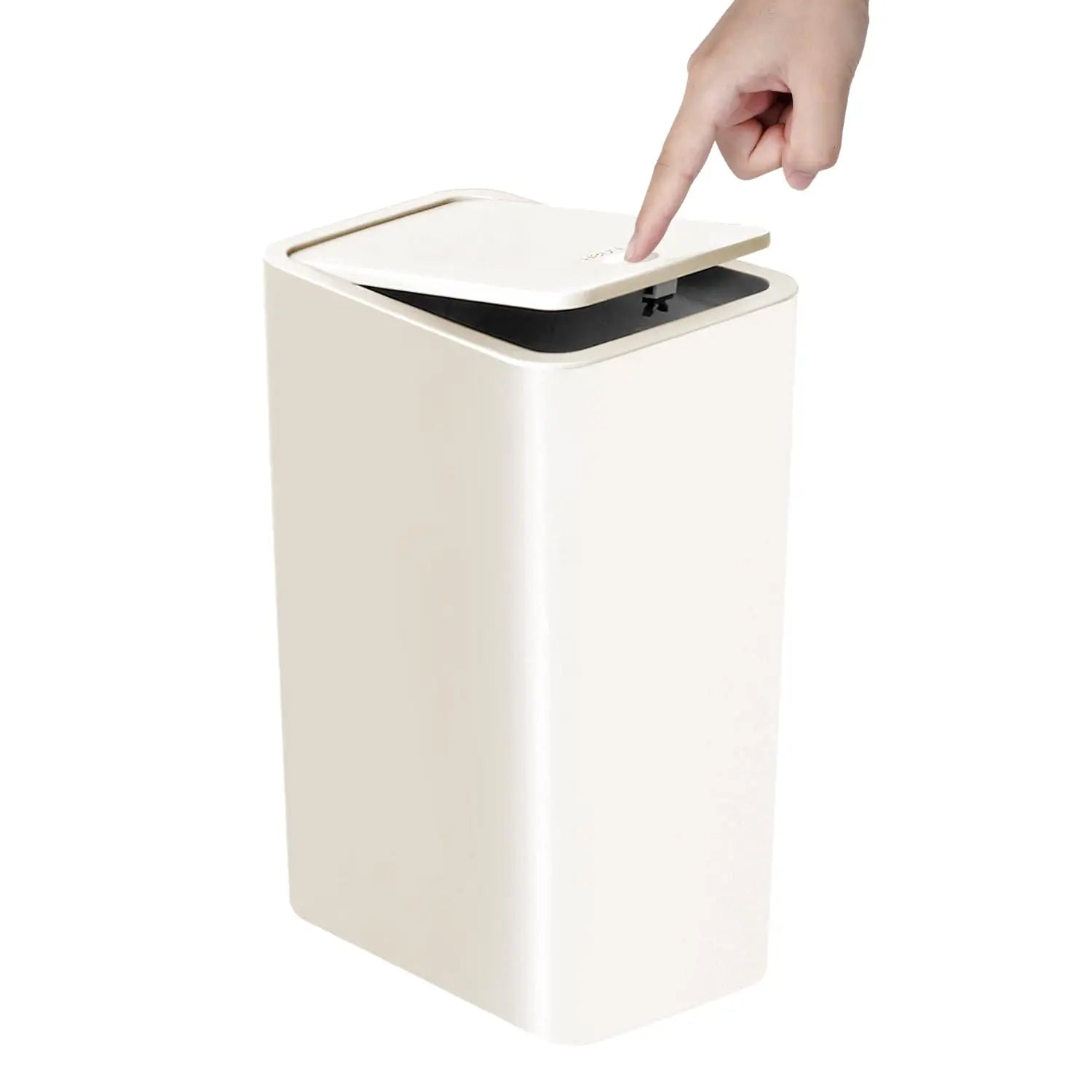 Bathroom Trash Can 10L – Small Plastic Garbage Bin with Press Lid for Toilet, Bedroom & Living Room