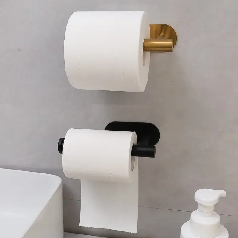 Self Adhesive Toilet Paper Holder Gold Stainless Steel