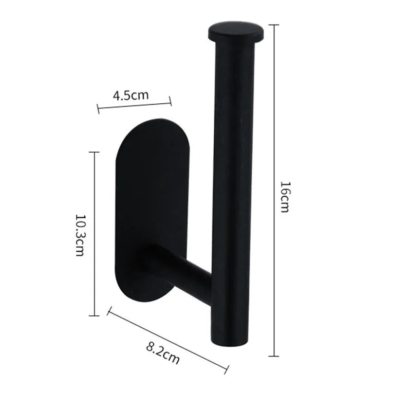 Black Stainless Steel Toilet Paper Holder Self-Adhesive Bathroom Tissue Rack