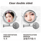 8 Inch Wall Mounted Makeup Mirror with USB Charging and 10X Magnification
