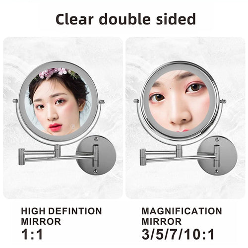 8 Inch Wall Mounted Makeup Mirror with USB Charging and 10X Magnification