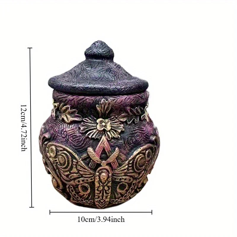 Vintage Witch Bottle Celestial Moon Resin Decor Vase Art