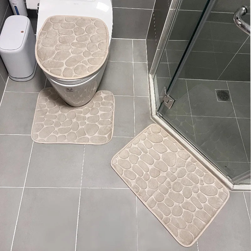3-Piece Microfiber Bathroom Mat Set Non-Slip Absorbent Floor Rugs Soft and Comfortable