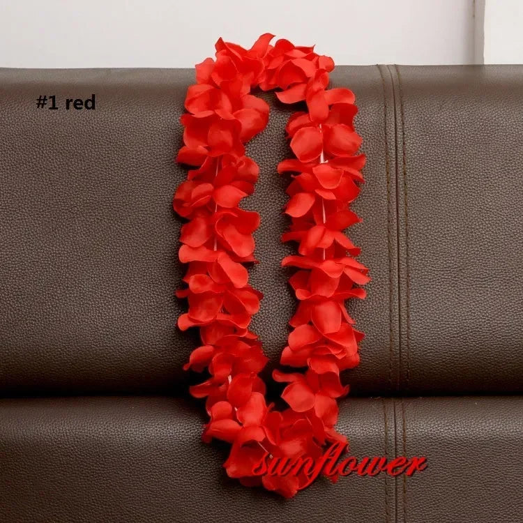 Artificial Hawaiian Flower Necklace Leis Heart-Shaped Garland Decor