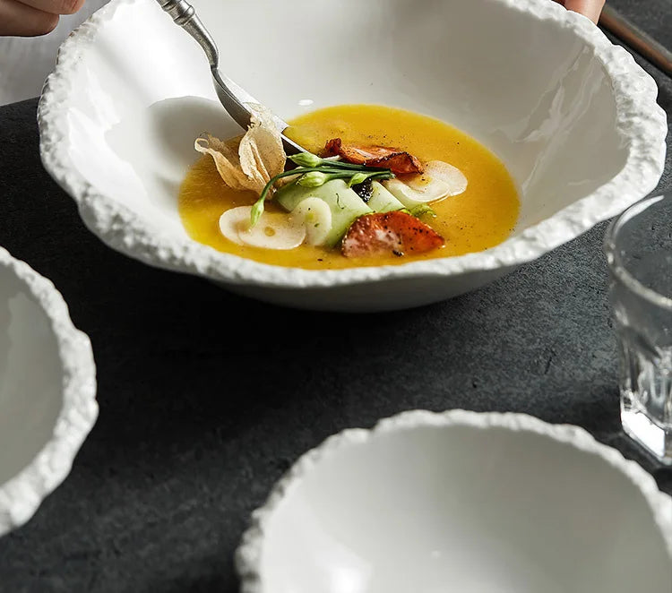ZIZI FISH Porcelain Soup Bowl – Simple Solid White Design